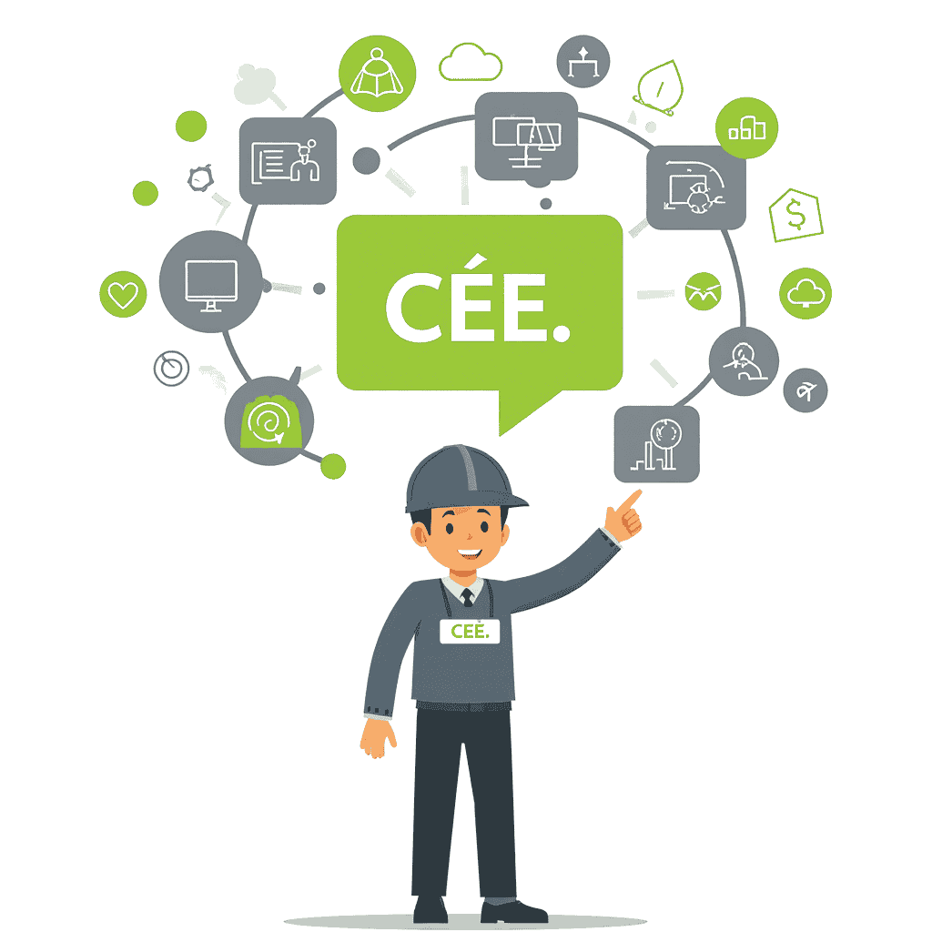Homme présentant le concept de CÉE.