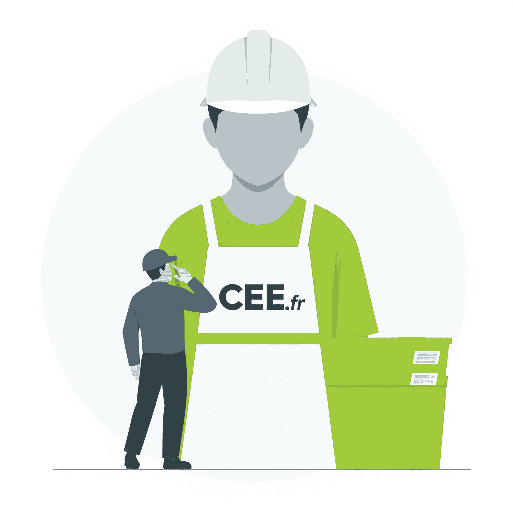 Illustration d'un ouvrier avec le logo CEE.fr.